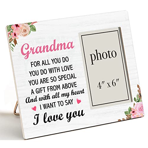 Zauly Grandma Wooden Picture Frame Gift From Granddaughter, Grandma Wood Photo Frame Gifts Idea For Birthday Mother’s Christmas, Tabletop & Wall Mounting, 4X6 Inch Photo #TOP19