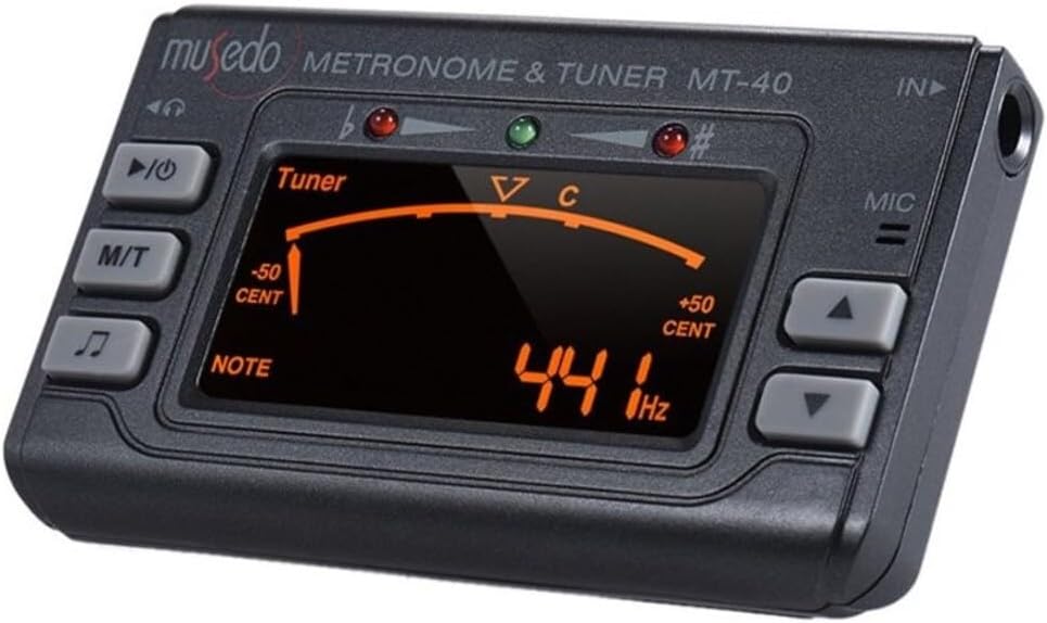 MT-40 + Chromatic Tuner, Metronome and Tone Generator, Metro Nomo Digital All In Uno Pantalla LCD Display, Black