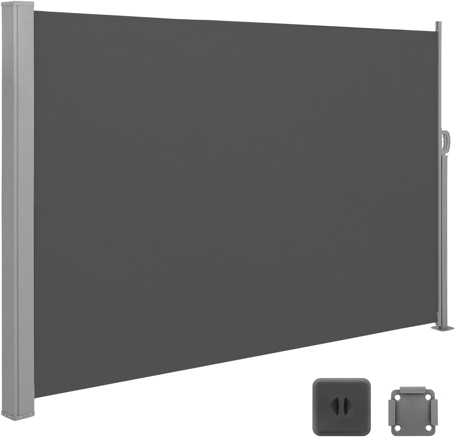 SONGMICS Side Shade, Extendable, 180 x 400 cm, Privacy Screen, Sun Protection, Opaque Outdoor Blind, For Patio, Terrace, Garden, Steel, Anthracite Grey GSA584G01