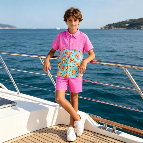 Image of uideazone Boys Novelty Print Short Sleeve Button Down Hawaiian Shirt 5-14Y