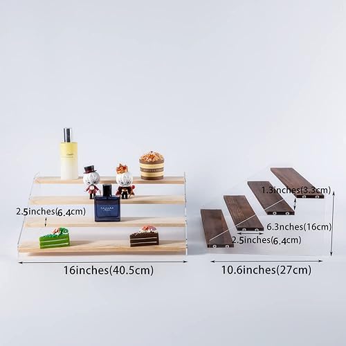 Miniatura 10 de PACKGILO Soporte de exhibición de acrílico de 5 niveles para figuras, elevadores de madera para vitrina, soporte de acrílico para magdalenas para