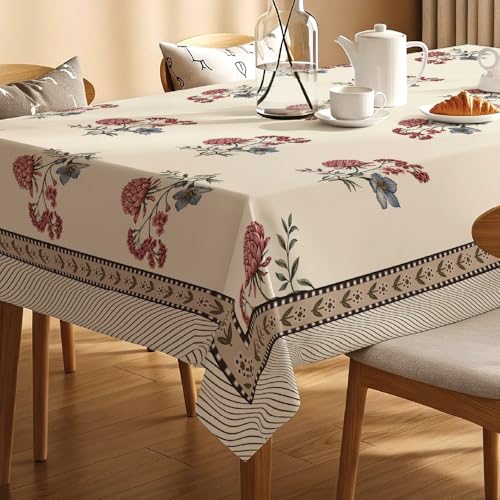 Image of Urban Space Sicilia Table Linen Collection - Premium Water & Stain Resistant Dining Table Cover for 4 Seater, Anti Skid Table Cloth for Center Table (Sunday Garden, 4 Seater 52 inch x 72 inch)