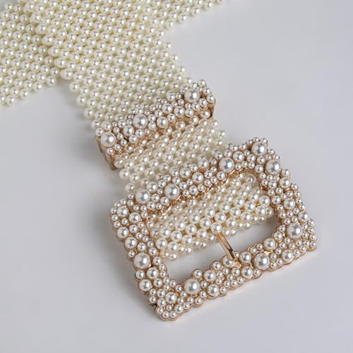 Fashionable Corset Belt for Women Artificial Pearls Waist Belt for Winter Coat Casual Formal Waist Decorative Accessory4