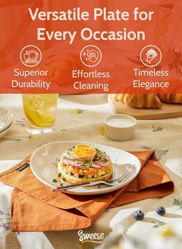 Image of Sweese 7.8 inch Porcelain Dessert Plates Set, Grey, Set of 6 - Scratch Resistant, Dishwasher Microwave Safe