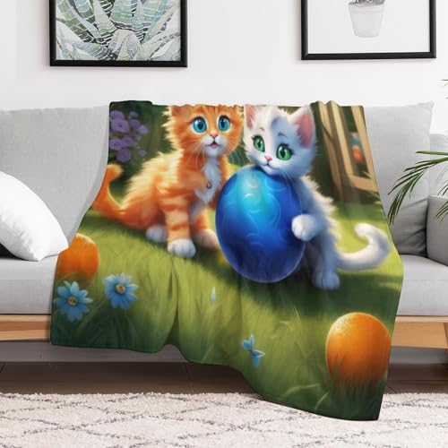 Couvre-lit Cute Chat et couverture en flannel douce 130×180cm - 3