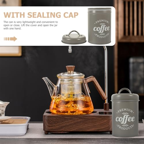 Matte Gray Airtight Coffee Canister Metal Storage Jar miniatura 2