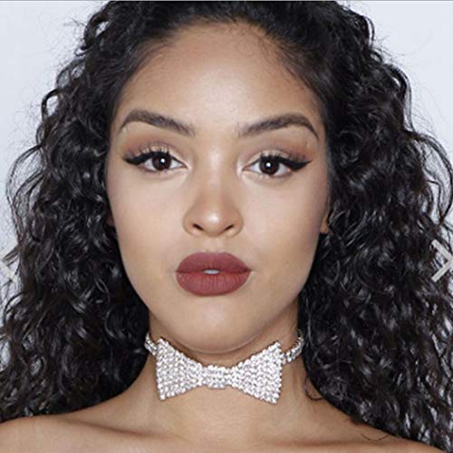 Sethexy Sparkly Rhinestone Choker Glitter Bowtie Necklace Bowknot Tennis Chain Party Nightclub Wedding Costume Jewelry for Women4