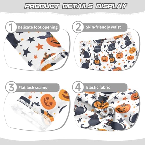 senya Girls Printed Leggings Yoga Pants Black Cat Pumpkin Pattern for Kids in 4t to 10 Years, 4T3