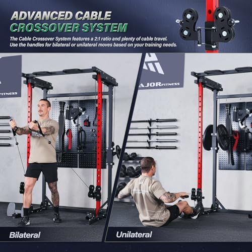 Image of MAJOR FITNESS Drone3 Power Rack, 2500lbs Multi-Function Home Gym Squat Rack with Dual Pulley System, Pull-Up Bar & J-Hooks, Heavy-Duty Steel Frame for Maximum Stability & Strength Training