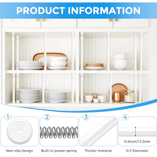 Image of 2 Pack Small Tension Rod 12 to 19 Inch Adjustable Tension Curtain Rod Mini Closet Spring Rod No Drilling Short Tension Rods for Windows, Cupboard, Kitchen Cabinets, White