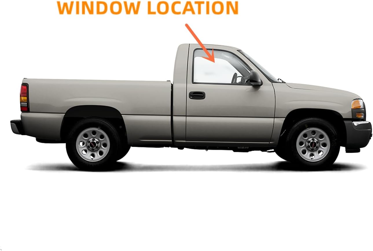 Passenger/Right Side Front Door Window Glass Clear Replacement For GMC Sierra Chevrolet Silverado 1500 2500 3500 1999-2006 / Sierra Classic Silverado Classic 1500 2500 2007
