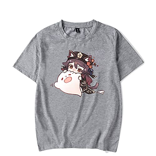 CAFINI Genshin Impact T-Shirt, Hutao süßer Print Kurzarm Pullover Cover