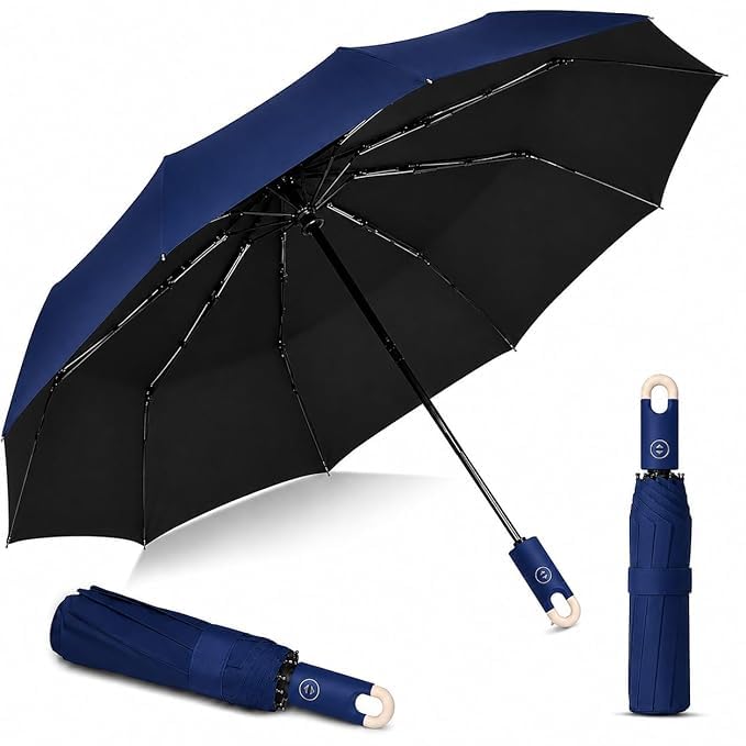 Image of UV Reversible Umbrella with Novelty Carabiner Handle, Travel-Friendly Umbrellas for Sun & Rain Protection, Windproof Compact, Automatic Open /Close,Plant Cutter for Home Garden Men and Women