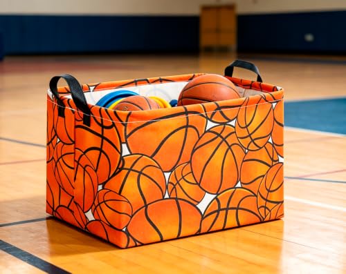 Image of CLOCOR Rectangular Basketball Storage Basket Empty, Gift Basket, Room Decor(Basketball)