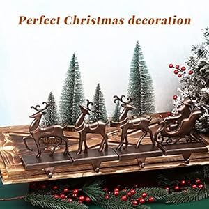 MCEAST Set of 4 Christmas Stocking Holders Santa and Reindeer Mantle Stocking Hangers Metal Christmas Hanging Hooks Safety Hanger Grips for Fireplace Decoration, Black MCEAST Set of 4 Christmas Stocking Holders Santa and Reindeer Mantle Stocking Hangers Metal Christmas Hanging Hooks Safety Hanger Grips for Fireplace Decoration Black