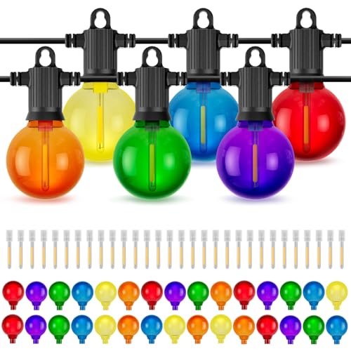 ZOTOYI Bombillas LED Accesorio G40 para Guirnaldas Esféricas Exteriores – 30 Unidades IP65 Antirotura en Plástico para Decoración de Balcón/Bistro/Jardín, 6 Colores