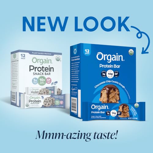 Image of Orgain Organic Vegan 10g Protein Bars, Chocolate Chip Cookie Dough, 12 Pk (Pack of 6)