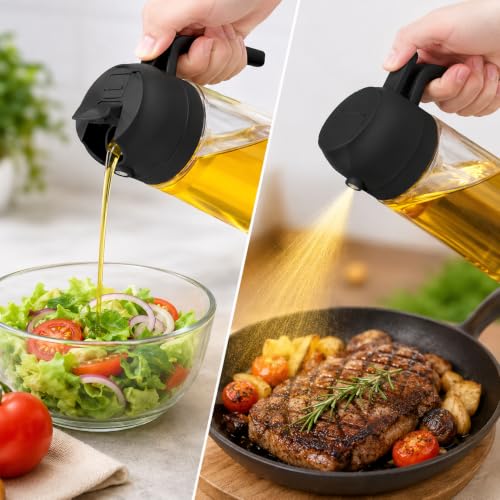 Image of SNMMIFER 2-in-1 Glass Oil Dispenser Bottle 500ml | Spray & Pour Oil Bottle for Kitchen | Food Grade Leakproof Olive Oil Sprayer | Cooking Oil Dispenser for Air Fryer, Cooking (1, OIL BOTTLE)