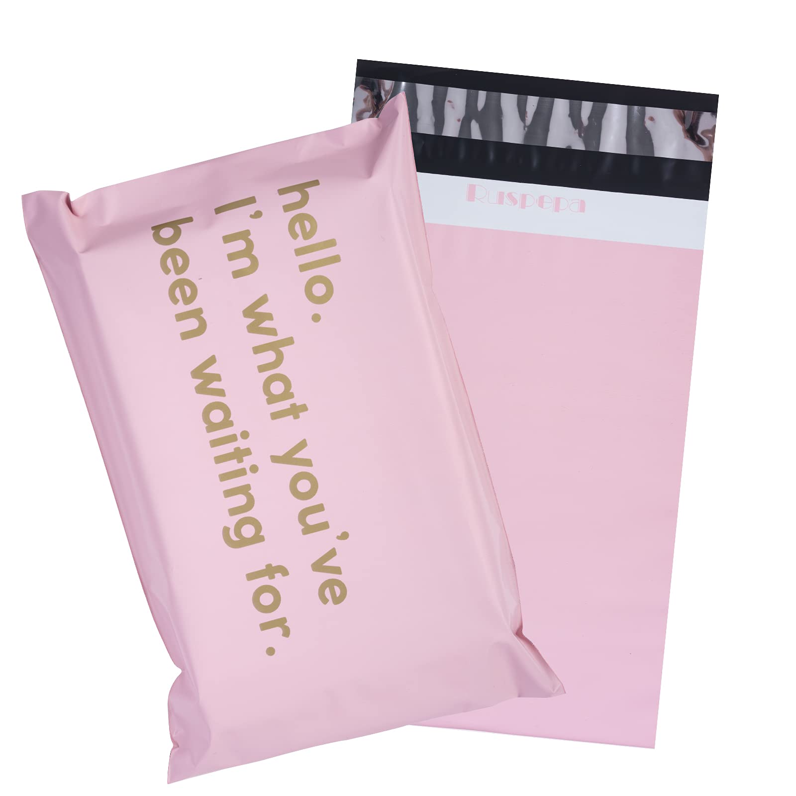 RUSPEPA Poly Mailer Shipping Bag with Self Sealing, Business Text Printed Design, 100 Pack 6 x 9 inches, Pink