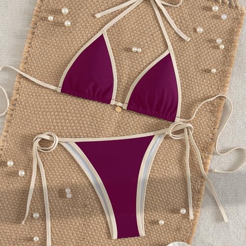 Traje de baño de dos piezas para mujer bikini triangular con tirantes regulables 5