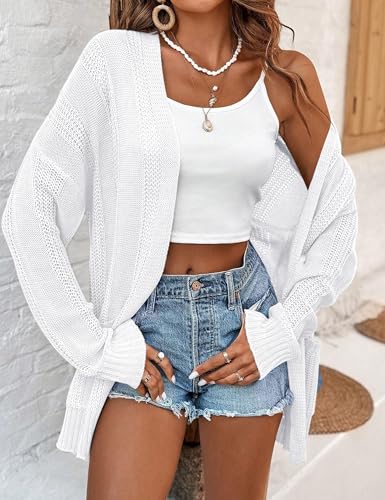 Amarmia Women's Long Sleeve Lightweight Cardigan Sweaters Open Front Summer Spring Drop Shoulder Cardigan with Double Pockets2