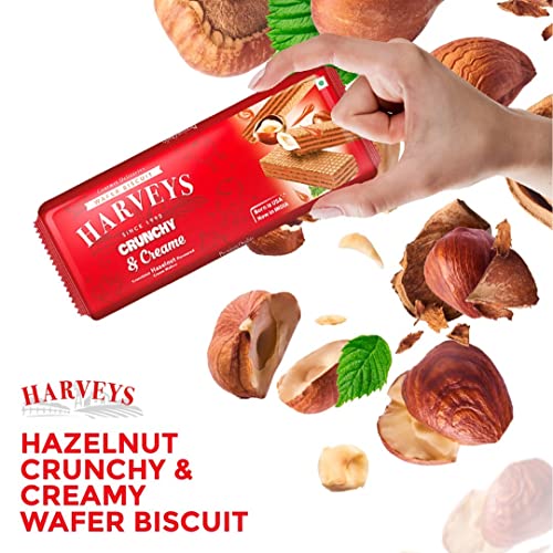 Image of HARVEYS CRUCNHY & CREAMY || WAFERS || BISCUITS || Chocolate, Hazelnut, Strawberry, Vanilla || -Pack of 4 ||150g x 4|| 600g