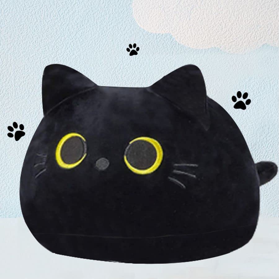 JOCCIK Cat Plush Black Stuffed Animal Kawaii Plushies Soft and Cute Plushy Toy Gifts for Kids Hugging Pillow 15.7 in