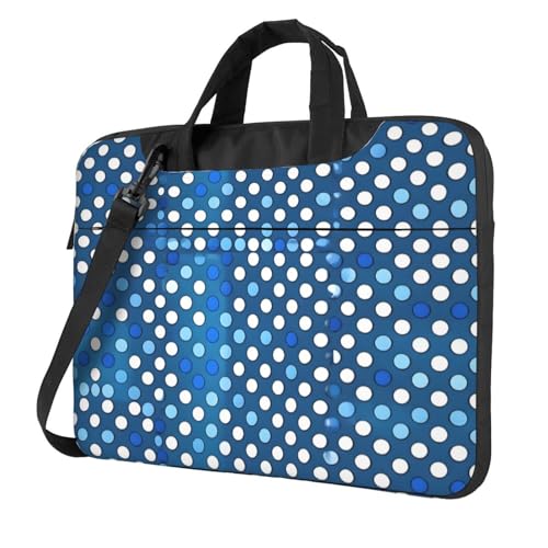 Sac d'ordinateur motif pois bleus chic avec poignée de portage