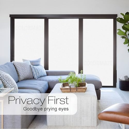 Image of COLORMATE Premium Vinyl Stained Frosted Window Glass Film (12x60 Inch) - Self-Adhesive Wallpaper Sticker Opaque Tint for Window Glass Privacy Cover, Door, Office, Home.| Anti-UV. Frosted Glitter