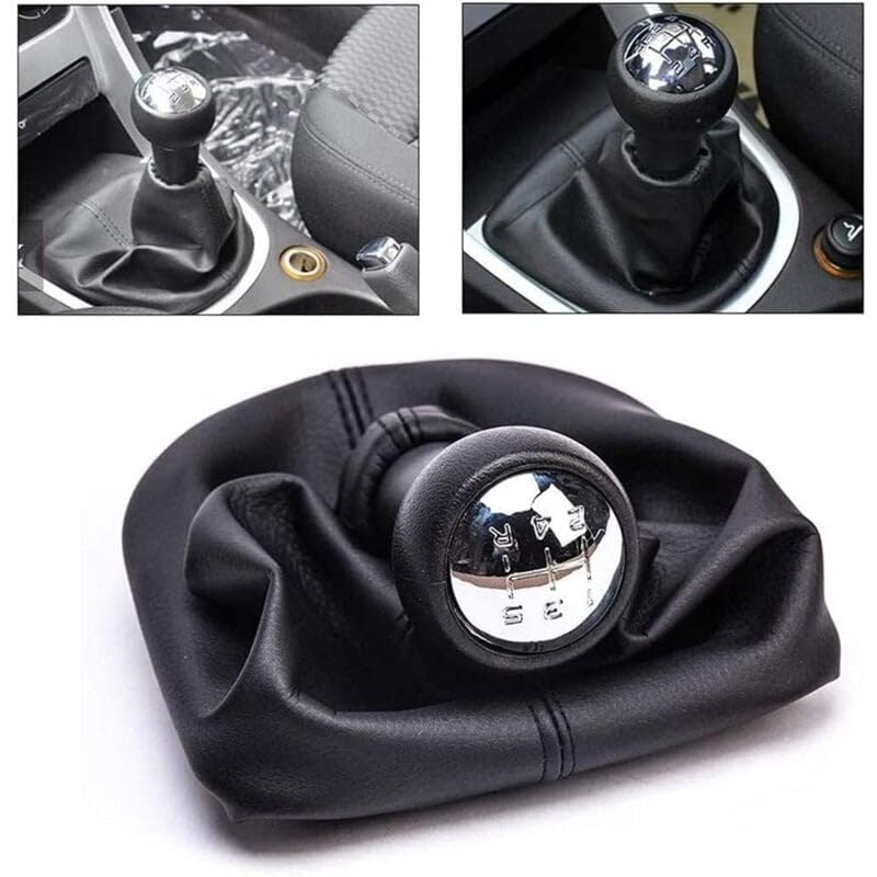 ZISONIX Pommeau de levier de vitesse avec soufflet noir (5 vitesses + arrière) compatible avec Peugeot 207 307 308 406 407 607 807