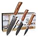 Wakoli Edib Pro 3er Damastmesser-Set mit Klingen von 8,50-16,00 cm Länge extrem scharf aus 67 Lagen VG10 I Damast Kochmesser & Küchenmesser-Set aus echtem Damaststahl mit Pakkaholz Griffen & Holzbox