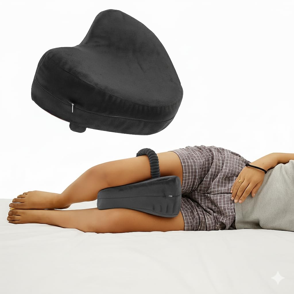 Orthopedic Memory Foam Knee Pillow for Side Sleepers – Sciatica & Hip Pain Relief, Leg Elevation, Knock Knee Corrector | Spine Alignment Leg Pillow for Sleeping with Washable Breathable Cover-image-24