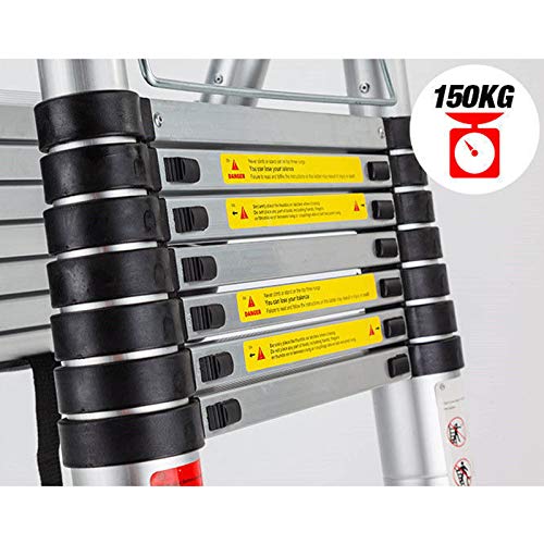 Bowoshen 16.5FT Extension Telescopic A-Frame Ladder 16 Feet Multi-Purpose Aluminum Portable Ladder 330lb Loading EN131 Certified