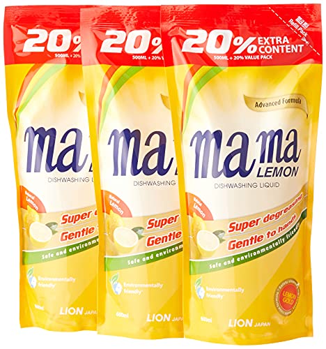 Mama Lemon Dishwashing Liquid Refill Lemon Gold 600ml (Pack of 3)