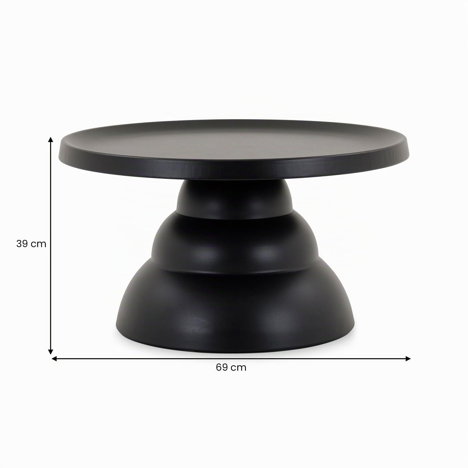 IDIMEX Couchtisch Loris 70 cm Durchmesser, Schwarz – runder Wohnzimmertisch aus Metall mit pulverbeschichteter Oberfläche für modernes Ambiente