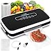 NutriChef Machine Sous Vide Automatique – Scelleuse Alimentaire pour Aliments Secs et Humides, Écran Tactile LED, Sacs Inclus, Tuyau Aspiration et Bouchon Vin, Compacte, Noire