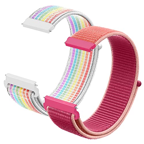 NewJourney 2Pack Kompatibel mit Anio 5 Armband Ersatz, 20mm Kinder SmartWatch Band Ersatz (Regenbogen+Granatapfelrot) Cover