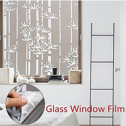 Image of SUNBIRD Window Privacy Film, Decorative Stained Glass Window Film, Frosted Window Tinting Film for Home, House Door Glass ('24 X 60' INCHES, White Bamboo)