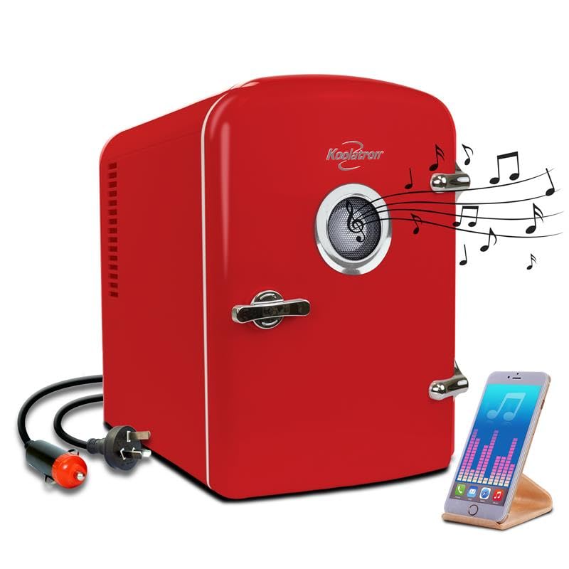 Koolatron Retro 4L 6 Can Portable Mini Fridge Compact Refrigerator For Bedroom Skincare Cosmetic Beauty Makeup Face Mask Personal Cooler 12V and AC