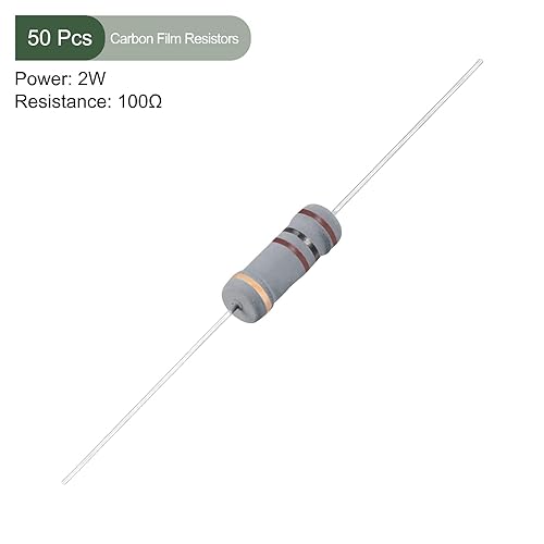 Miniatura 2 de YOKIVE 50 resistencias de película de carbono, 2 W, 100 ohmios, 5% de tolerancias, buenas para proyectos electrónicos de bricolaje (4 bandas de