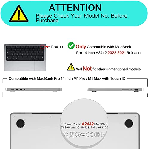 Image of TechTrendz Case Compatible for MacBook Pro 14 inch 2024-2021,M4 A3112 A3185 A3401 M3 A2918 A2992 M2 A2779 M1 A2442 Pro Max Chip with Touch ID, Laptop Plastic Hard Shell Cover - Matte Black