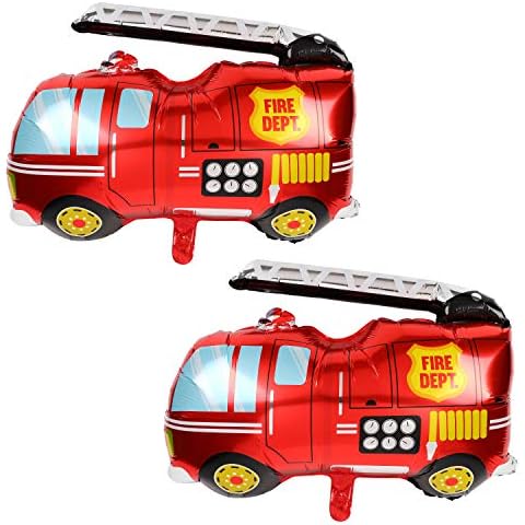 2 Pcs Jumbo Fire Truck Balloons for Kids Cover