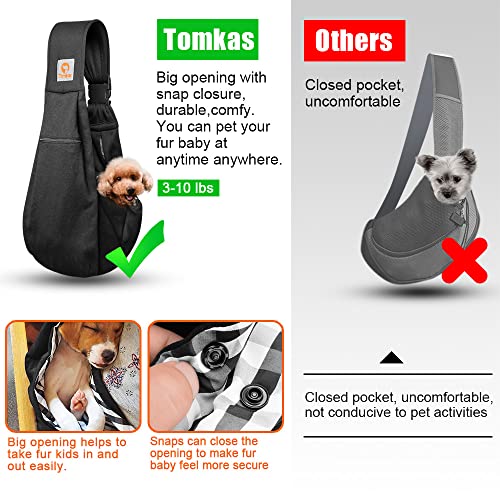 Tomkas Dog Sling Carrier With Adjustable Strap & Zipper Pocket Puppy Sling Carrier Dog Carring Carrier For Small Dogs Dog Holder For Chest Yorkie Carrier (Black) #TOP7