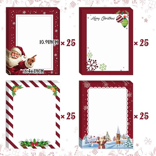100 Sheets Christmas Stationery Paper 8.5" x 11" Xmas Santa Candy Cane Holly Border Letterhead Decorative Writing Letter Notes for Winter Holiday Events Invitations Greetings Office School Printing - Image 4