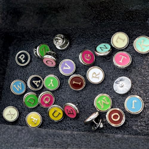 Image of 26 Pack Enamel Initial Brooches Pins Set Cute Colorful Letters Lapel Pin Brooch Badges Funny Pins for Backpacks Badges Jackets Hats Accessories for Women Men Gold Silver