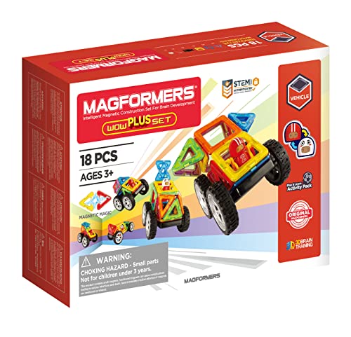 MAGFORMERS Wow Plus 707020 Magnetic Building Blocks Set 18 Pieces Magnetic Toy for Children Gift Years Boys Girls Building Blocks