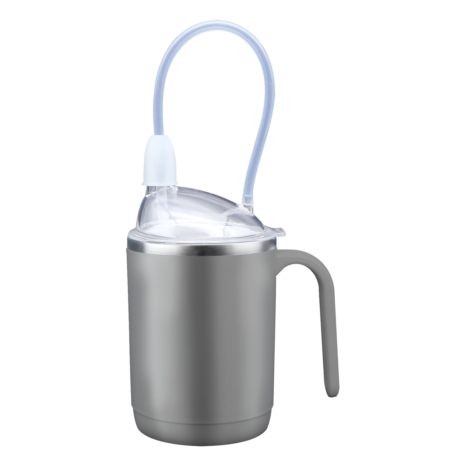 PILSAMAS Tazza multifunzione per adulti a prova di fuoriuscite per anziani, facile da afferrare, controllo preciso dei liquidi, tazza in acciaio inox con cannuccia, senza fuoriuscite, per anziani