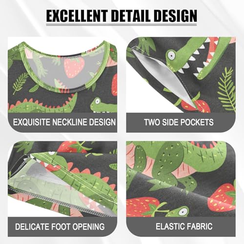 ALAZA Crocodil Strawberry Pajamas Short Sleeve 2 Piece Sleepwear Top and Bottom Pajama Set Unisex4