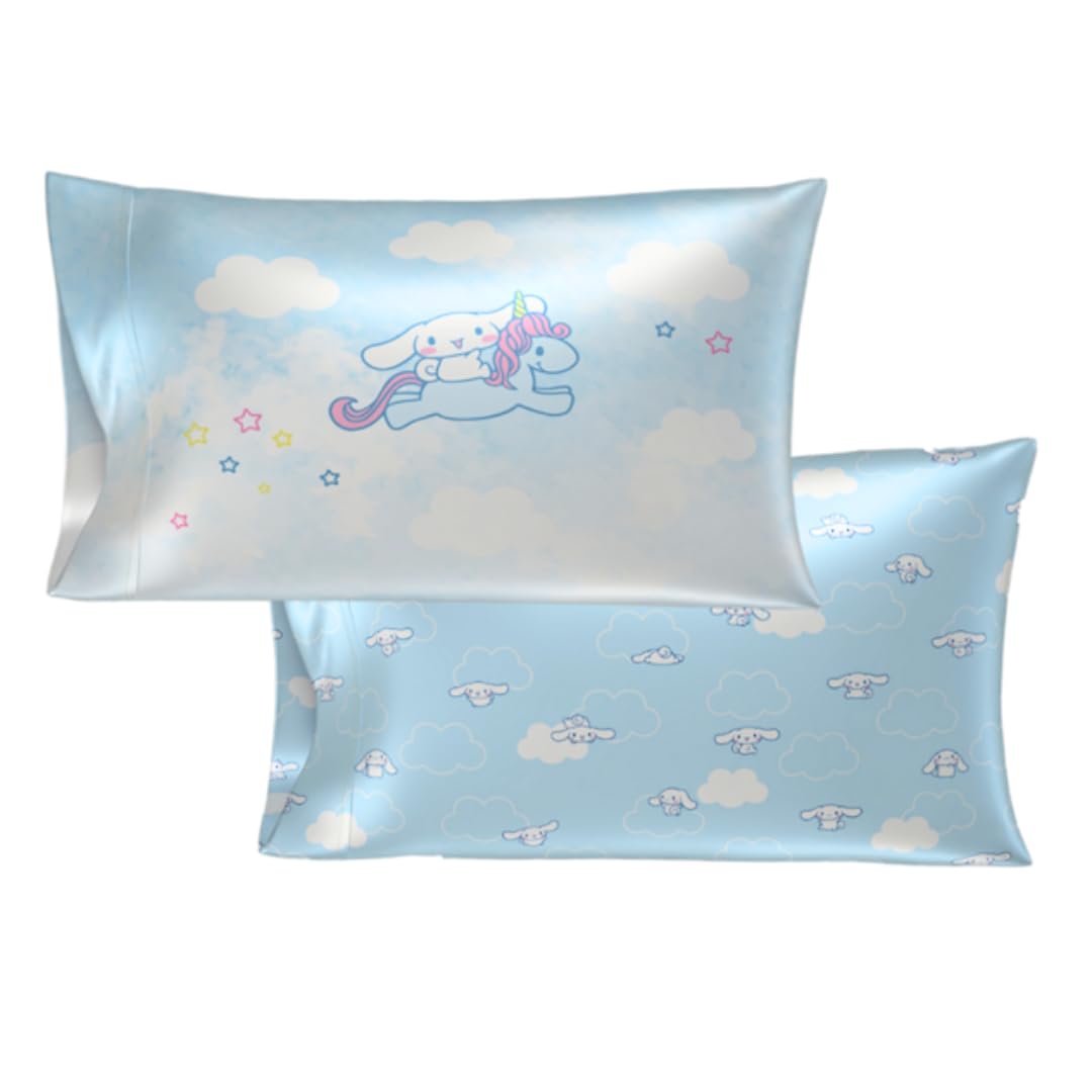 Cinnamoroll Beauty Silky Satin Standard 2 Pack Reversible Pillowcase Cover 20x30 for Hair and Skin (Officially Licensed Product) by Franco Collectibles