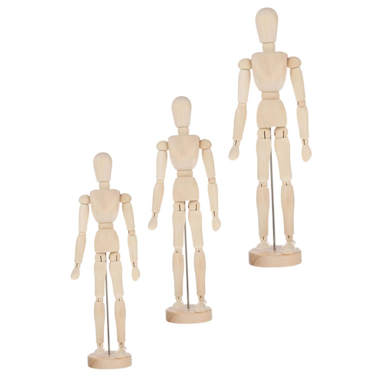 ARTIBETTER Artists' Essential: 3pcs Wooden Drawing Mannequin Movable Joint Puppet for Sketching Modeling